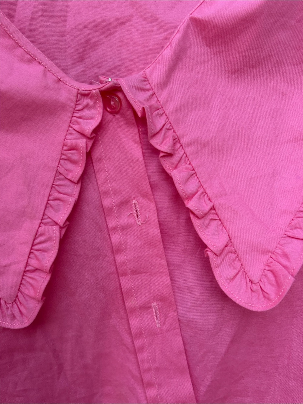 Wayf Pink Ruffle-Trim Button Down Top - Picture 5 of 8